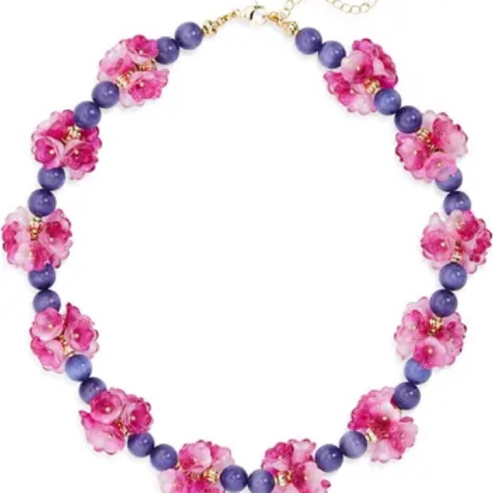 Eye Candy LA Yasamin Floral Beaded Necklace | Amethyst | Statement Jewelry - Picture 10 of 10